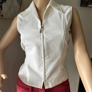 Dana B And Karen Sz 6 white Collared Zip Wool blend Vest